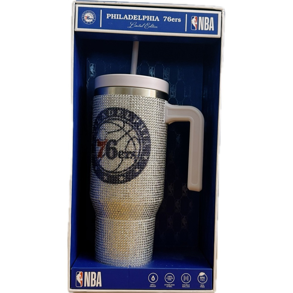 NBA Bling Stainless Steel Tumbler‎ - Blue and Silver
